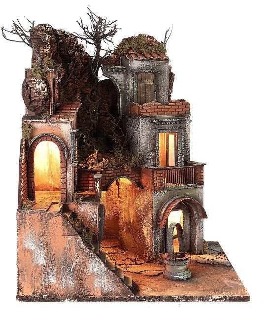Prese Borgo napoletano stile 700 angolare con pozzo 50x50 cm