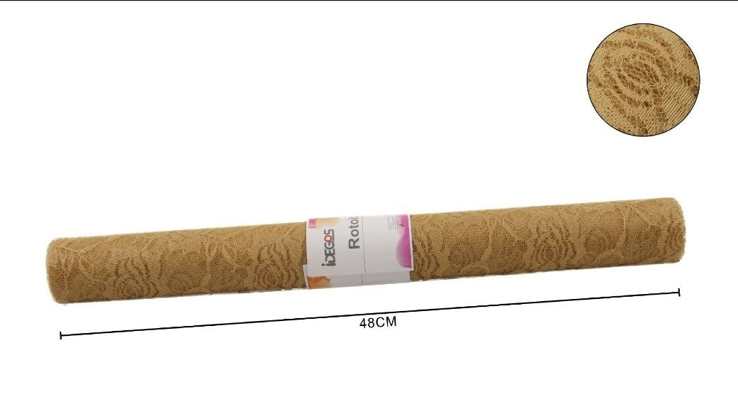 Rotolo di organza rete dorata 48 cm x 2,7 mt