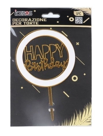 Cake topper decorazione per torta scritta Happy Birthday 11x16 cm