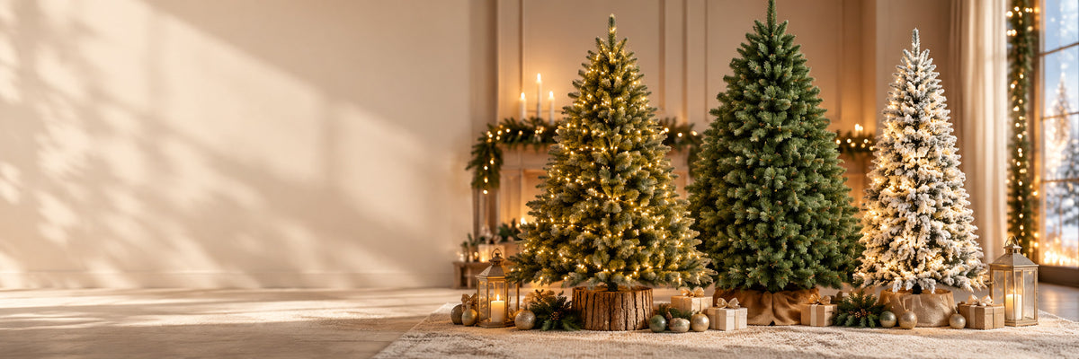 Tre alberi di Natale ambientati: con luci LED, verde naturale e innevato - Chianese Store